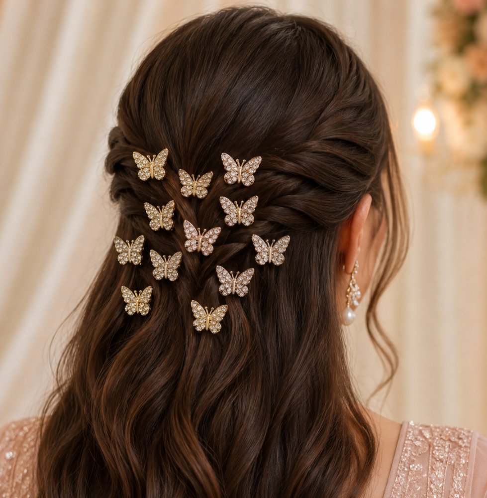 Decorative Butterfly Hair Accessories (24 Pcs) : Silver & Golden - Image 2