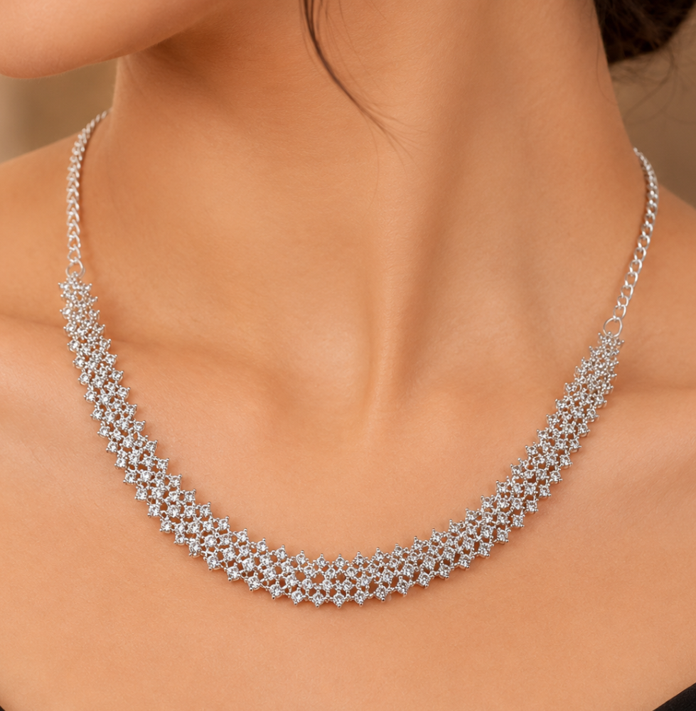 Silver Crystal Cascade Drop Earrings For Girls & Women - Image 2