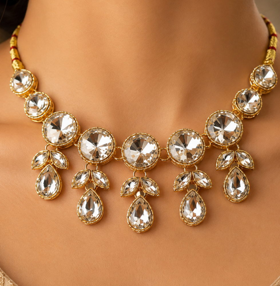 Gold-tone Crystal Necklace For Girls Women - Image 2