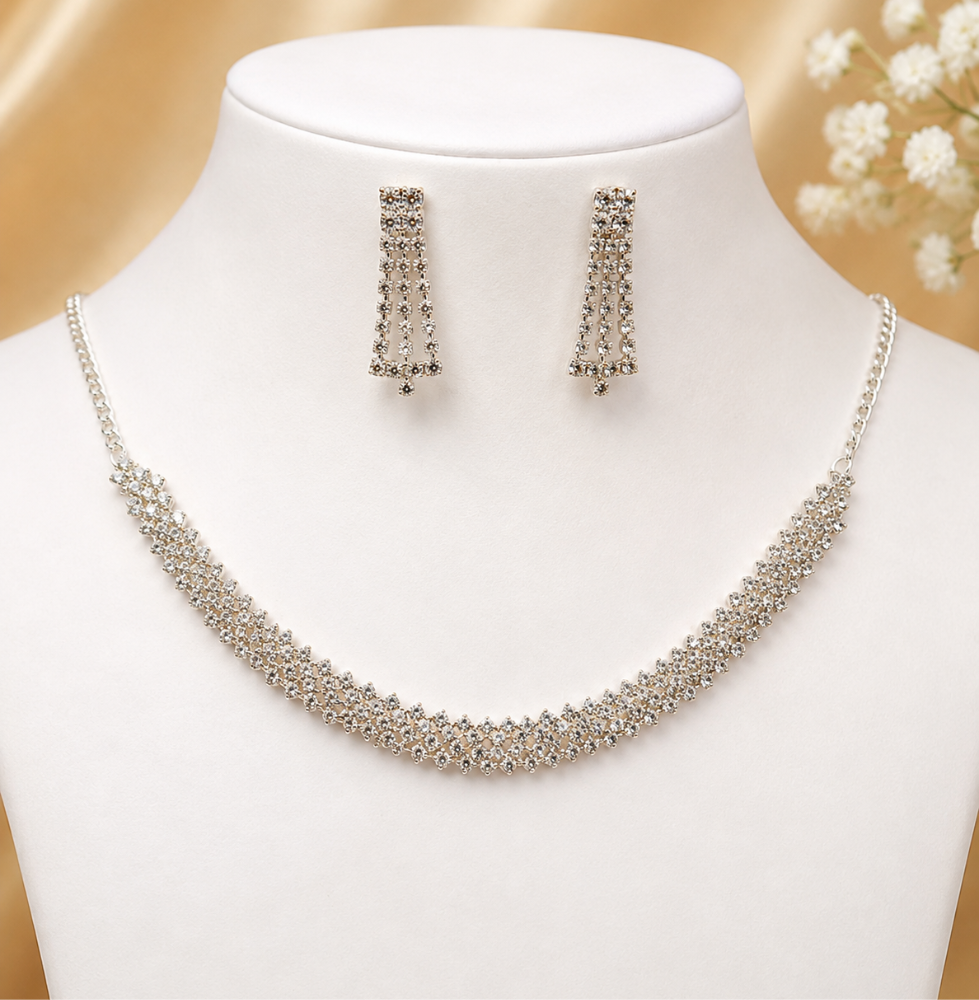 Silver Crystal Cascade Drop Earrings For Girls & Women