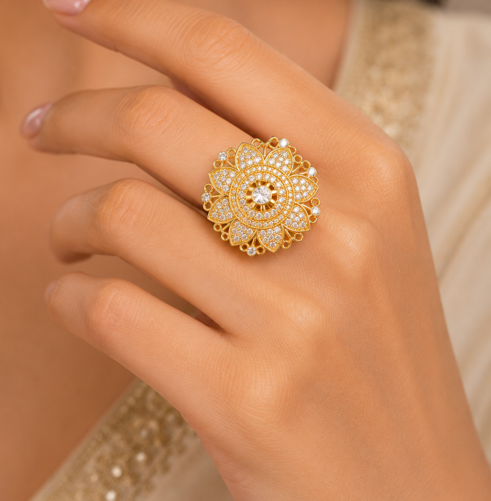 AD Floral Statement Ring for Women - Image 2