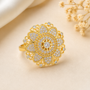 AD Floral Statement Ring for Women