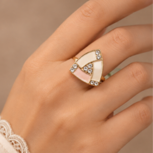 Geometric Pearl Ring stone Statement Ring for Women