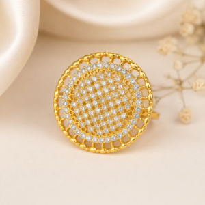 Luxury AD Stone Round Ring For Women