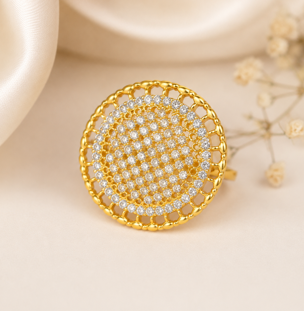 Luxury AD Stone Round Ring For Women