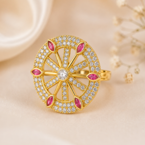 Premium AD Stone Floral Ring for Women