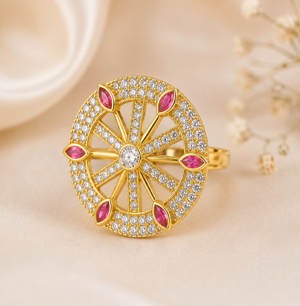 Premium AD Stone Floral Ring for Women