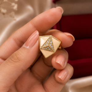 Geometric Gold Ring Statement Ring for Women