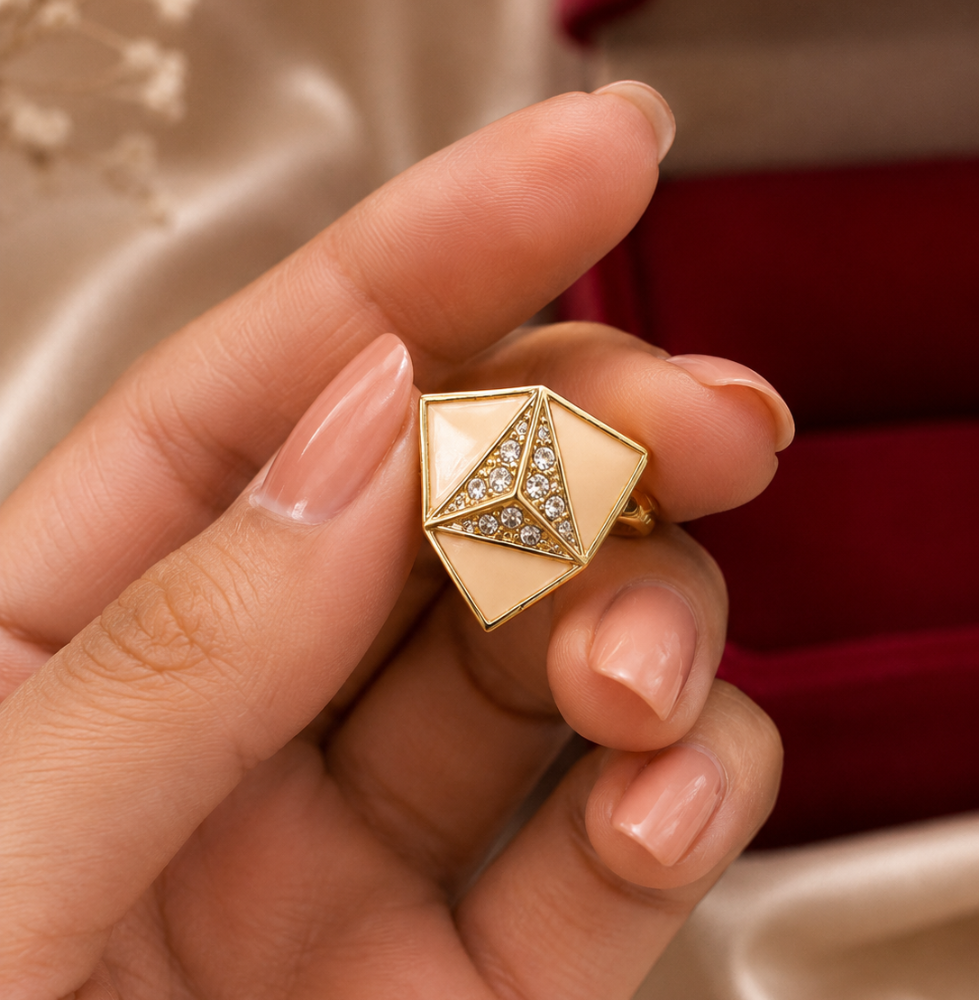 Geometric Gold Ring Statement Ring for Women