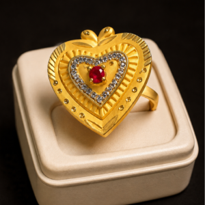 Vintage Gold Heart Ruby Ring