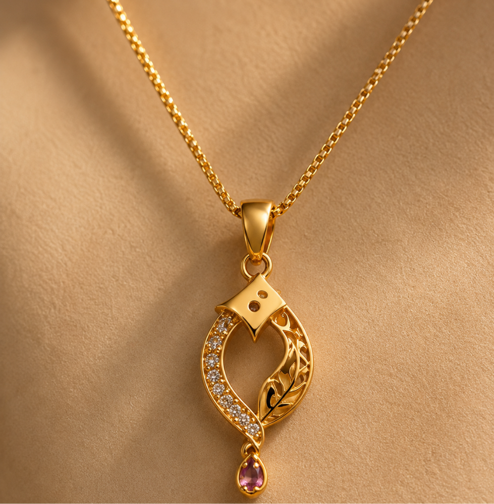 Elegant Gold Amercian diamond Necklace Earrings Set For Women - Image 2