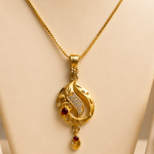 Royal Antique Gold Amercian diamond Pendant For Women