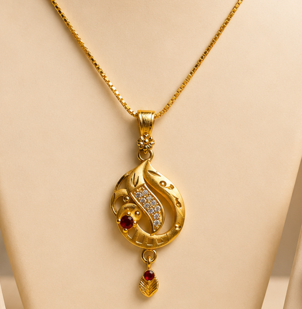 Royal Antique Gold Amercian diamond Pendant For Women