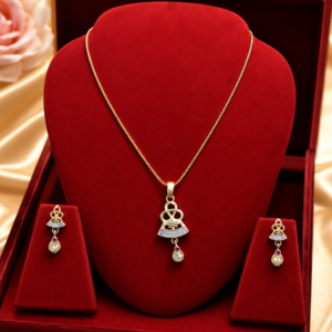 “Elegant Gold-Plated Designer Necklace & Earrings Set for Women”