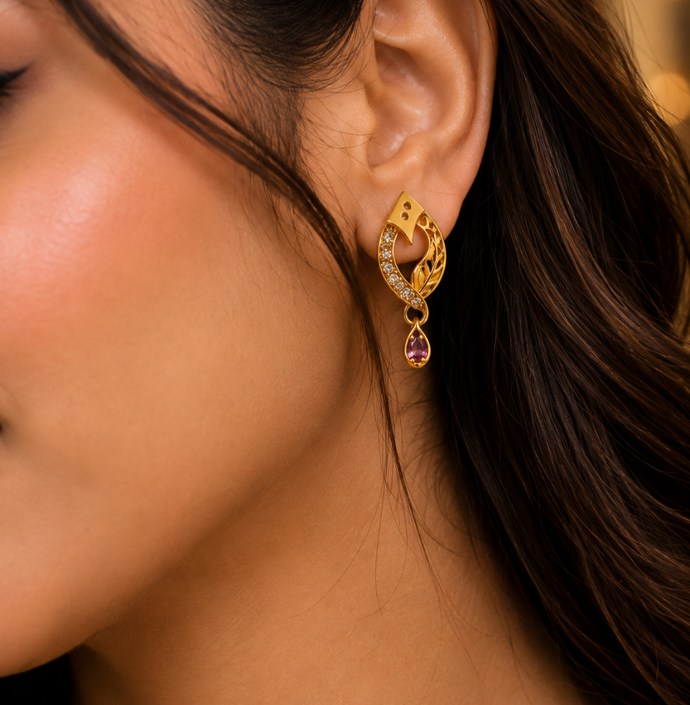 Elegant Gold Amercian diamond Necklace Earrings Set For Women - Image 3