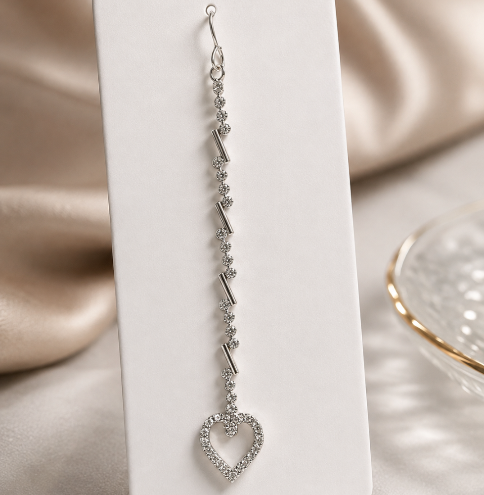 Elegant Silver Heart Crystal Drop Earrings for Women