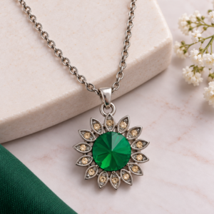 Emerald Green Floral Statement Necklace