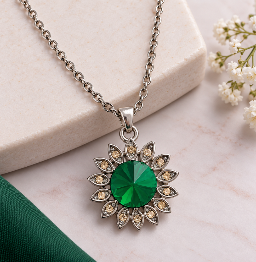Emerald Green Floral Statement Necklace