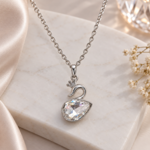 Elegant Swan Crystal Pendant Necklace