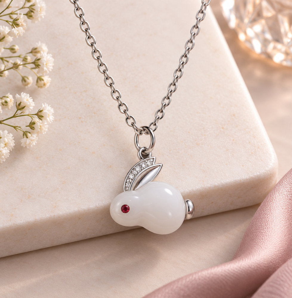 Cute Bunny Crystal Pendant Necklace