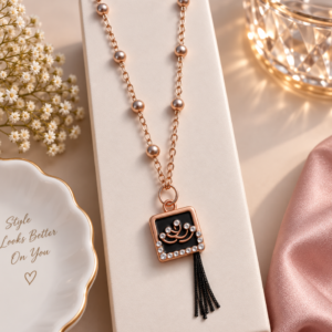 Rose Gold Black Tassel Statement Necklace